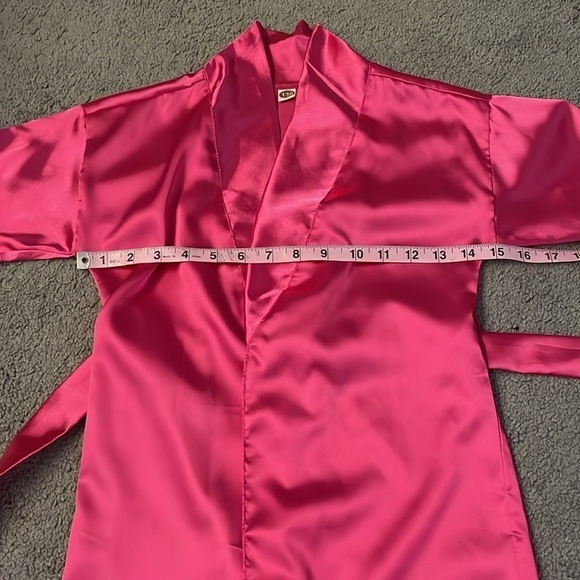 Girls Hot Pink Satin Spa Bridesmaids Robe | See Measurements - Picture 9 of 9